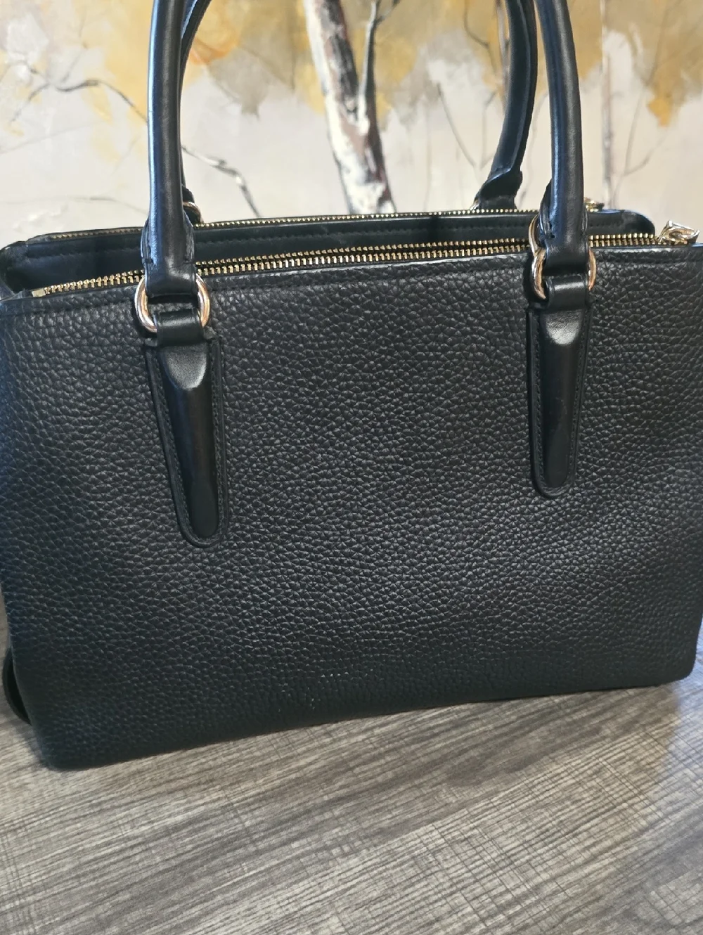 Coach Brooklyn 28 Black Pebbled Leather Satchel with Gold Hardware - Picture 3 of 5